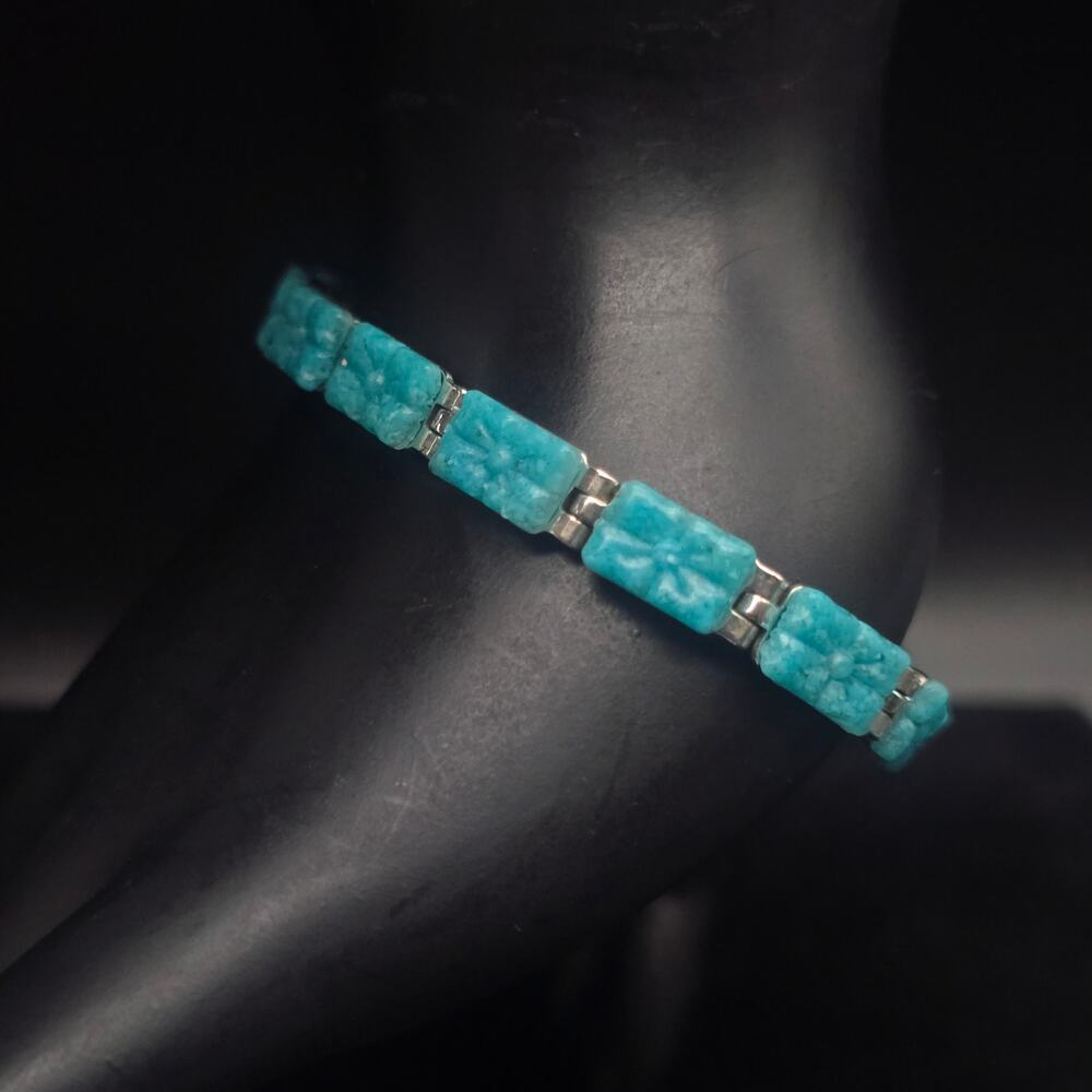 WJ Sterling Silver Turquoise Bracelet Reversible 925